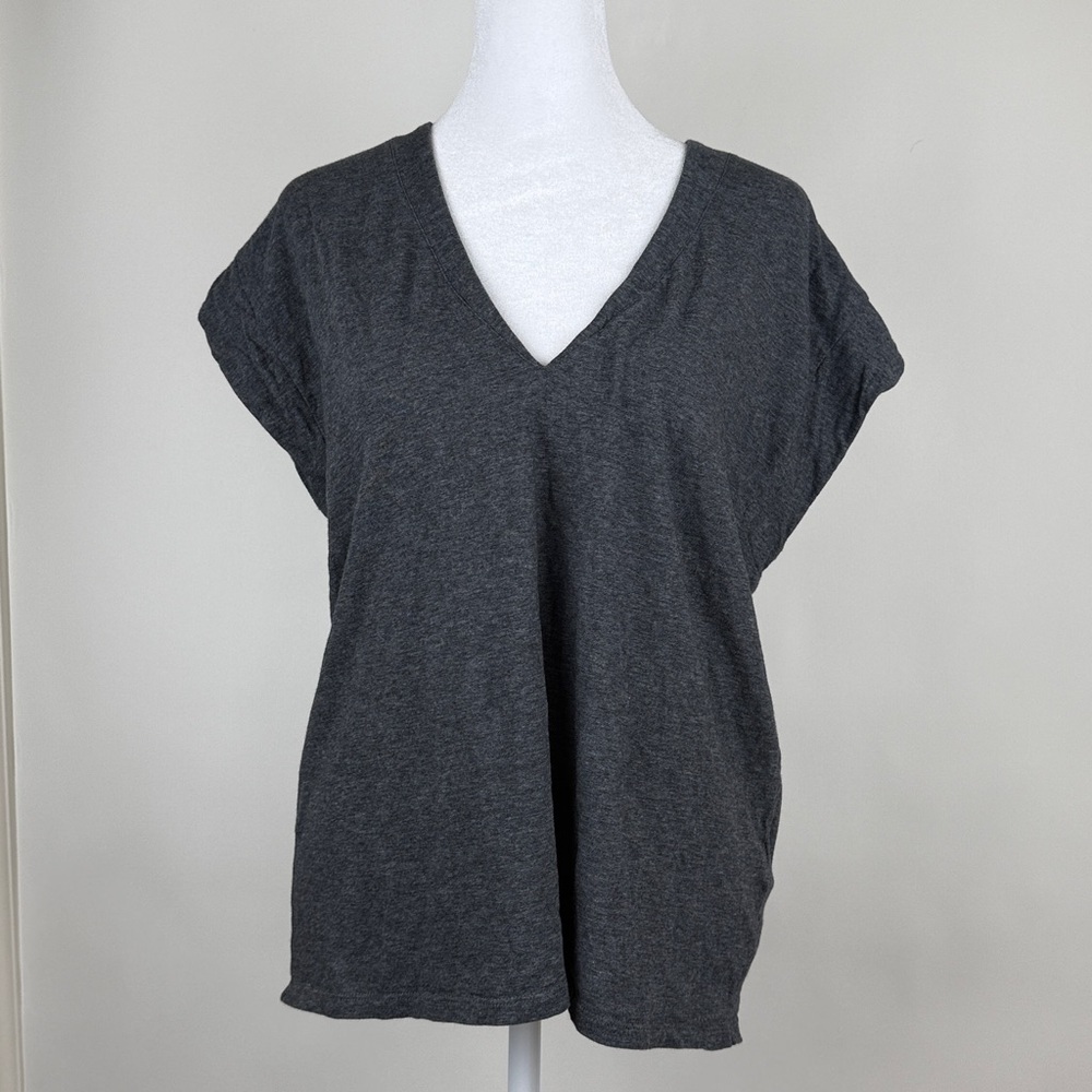 Frame Dark Gray Le Mid Rise V Neck Short Sleeve Oversized T-shirt Size Medium